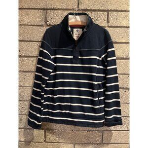Navy Striped Fat Face The Airlie Half-Zip Sweatshirt UK10/EUR38/USA6 100% Sustai